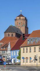 Obraz premium gothic St Petri church in Wolgast under blue sky