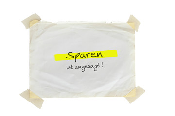 Sparen ist angesagt, Text auf Altpapier