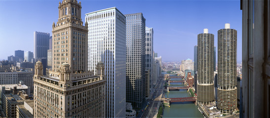 Obraz premium Chicago River, Aerial Shot, Illinois