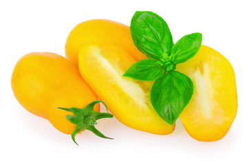 Yellow Tomatoes with Basil Leaf