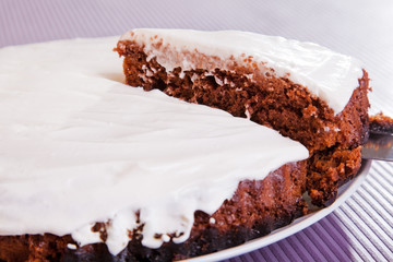 Chocolate cake with white cream
