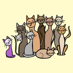 Singing cats on beige background