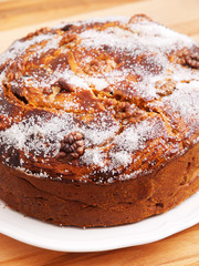 Homemade cake with dried fruits