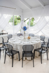 Table set for an event party or wedding reception