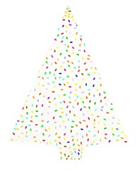 Multicolored tree, single spruce christmas tree painted spots with a brush