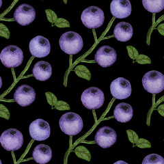 Watercolor blueberries seamless pattern 