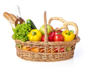 Basket with fruits and vegetable