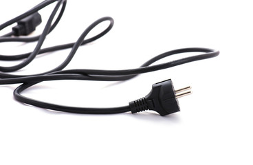 Power cord on white background