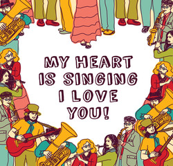 Obraz premium Heart music love card and sign color