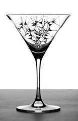 Back lit glass with little martini glasses inside