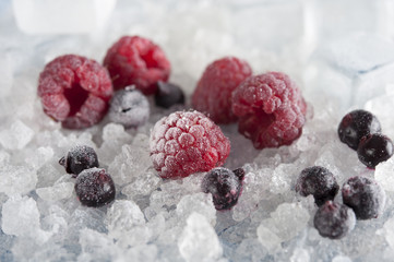 Fresh raspberries and blueberries 