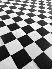 Black and white tile floor