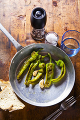 fried green peppers. Autumn Italian homemade healthy snack. in t