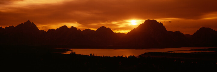 Sunset at Jackson Lake and Grand Tetons, Grand Teton National Park, Wyoming