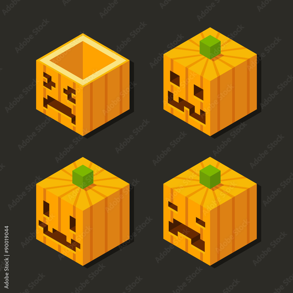 Canvas Prints isometric halloween pumpkins