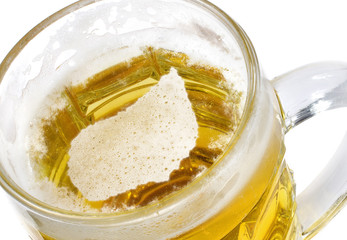 Beer head shaped as Lesotho in a beer mug.(series)