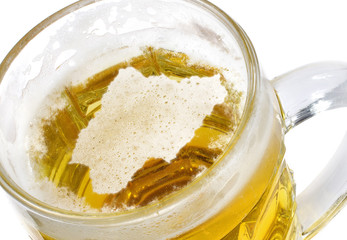 Beer head shaped as Nigeria in a beer mug.(series)