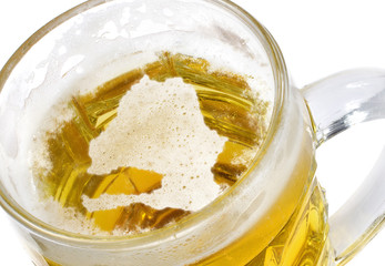 Beer head shaped as Senegal in a beer mug.(series)