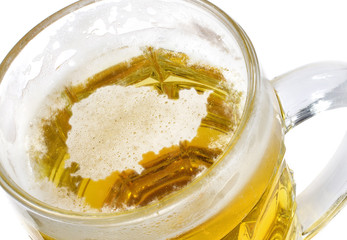 Beer head shaped as Cambodia in a beer mug.(series)