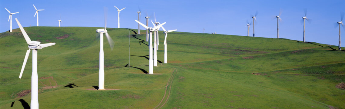 Wind energy windmills along Route 580, Altamont, California