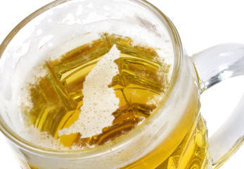 Beer head shaped as Lichtenstein in a beer mug.(series)