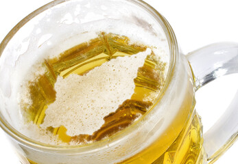 Beer head shaped as San Marino in a beer mug.(series)