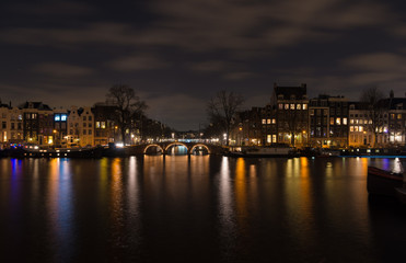 Fototapeta na wymiar amsterdam canal at night