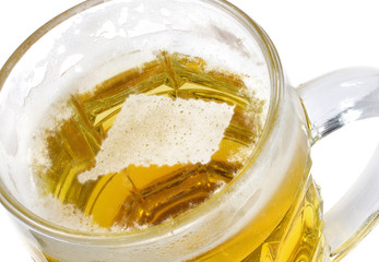 Beer head shaped as Connecticut in a beer mug.(series)