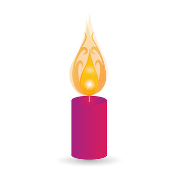 Candle for holidays with swirly flames logo vector