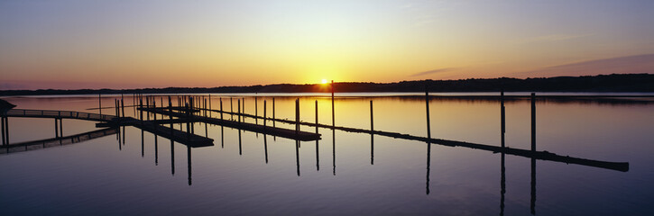 Pier and Pacific at sunset, Oregon