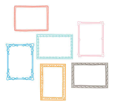vintage photo frame in doodle style