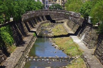Fototapeta na wymiar 長崎の中島川と網笠橋