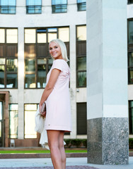 young woman walking on the street