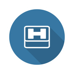 Hospital Symbol. Flat Design. Long Shadow.