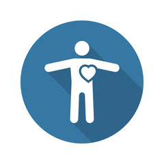 Heart Care and Medical Services Icon. Flat Design. Long Shadow.