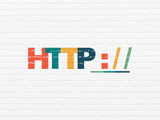 Web development concept: Http : / / on wall background