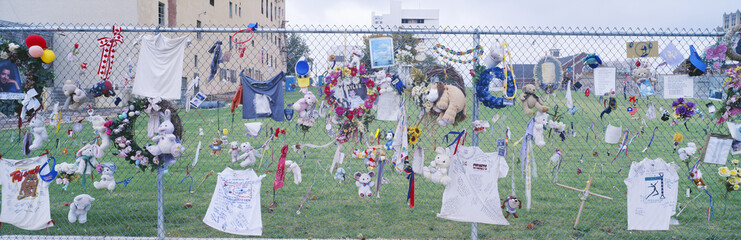 Mementos on chain link fence, memorial to Oklahoma City Federal Building, Bombing, Oklahoma