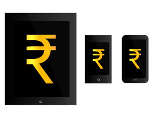 Black Mobile Devices with Rupee Sign