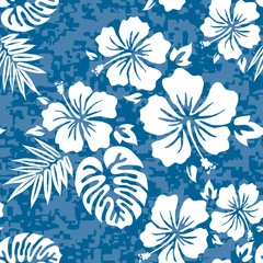 Behang Hibiscus Aloha Hawaiiaans overhemd naadloos achtergrondpatroon