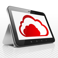 Cloud technology concept: Cloud on Tablet Computer display