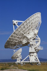 This is the Very Large Array or VLA at the National Astronomy Observatory. It represents communications.