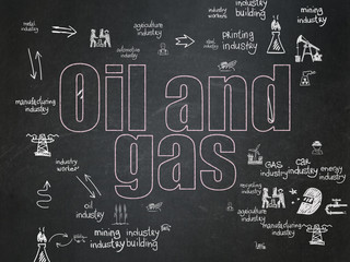 Manufacuring concept: Oil and Gas on School Board background