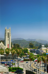 The Hollywood sign on the hill. Los Angeles. United States