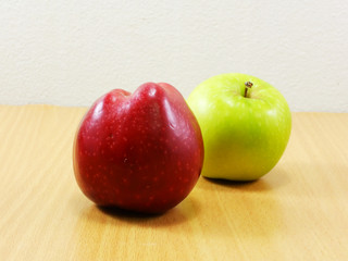 fresh red and green apples
