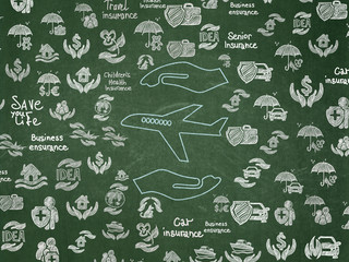 Insurance concept: Travel Insurance on School Board background