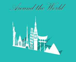 seven wonders of World, Travel and tourism background around the world-vector eps10
