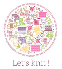 Lets knit. Knitting and needlework sign