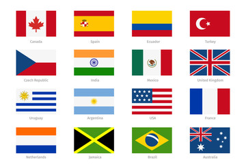 Vector world flags in flat style