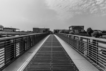 City view. Berlin. Black and white.