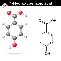 4-Hydroxybenzoic acid model and structure